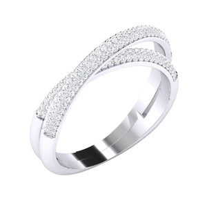 Jewelove™ Rings Designer Two Rings Conjoining Platinum Ring with Diamonds for Women JL PT 489