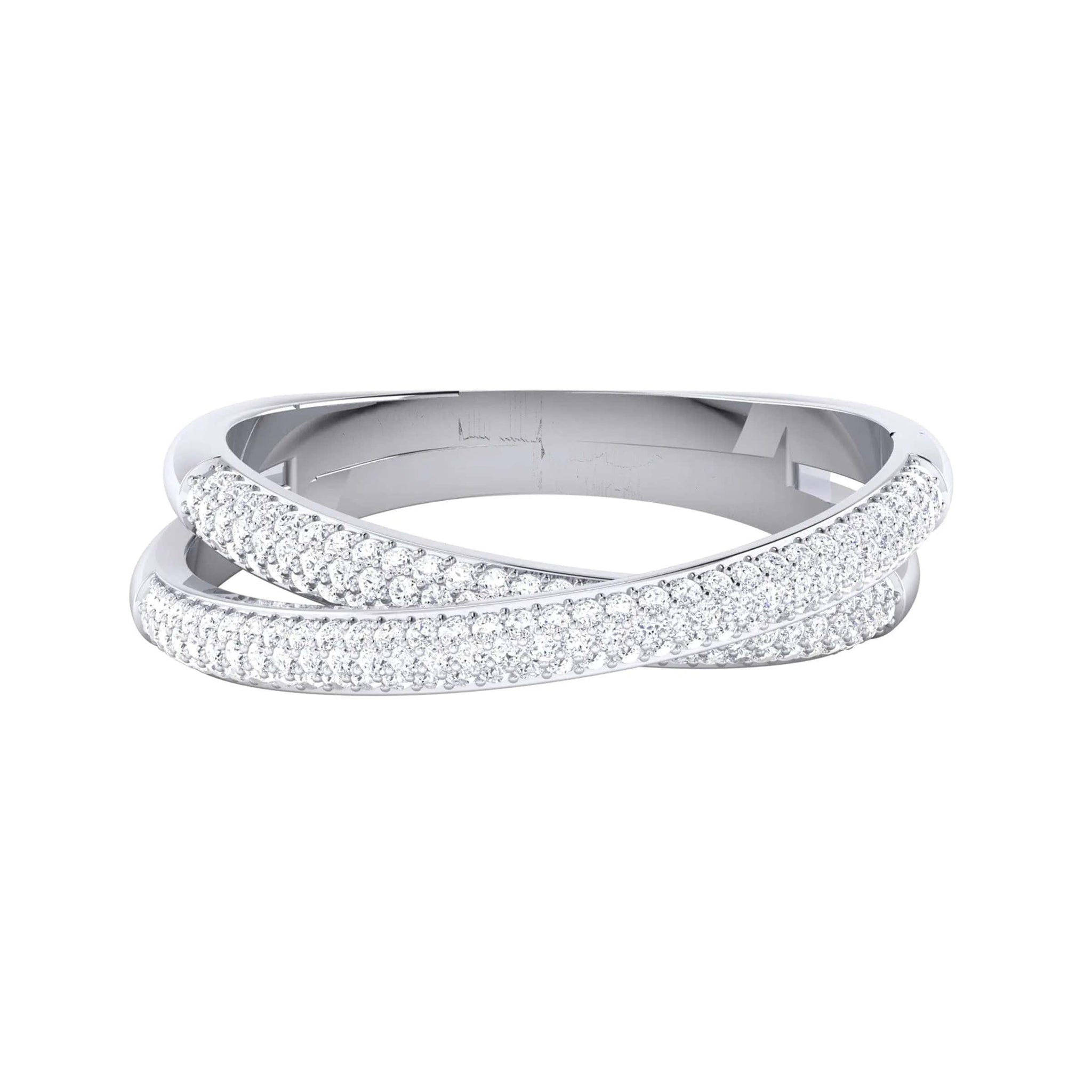 Jewelove™ Rings Designer Two Rings Conjoining Platinum Ring with Diamonds for Women JL PT 489