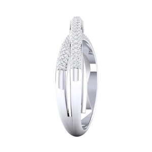 Jewelove™ Rings Designer Two Rings Conjoining Platinum Ring with Diamonds for Women JL PT 489