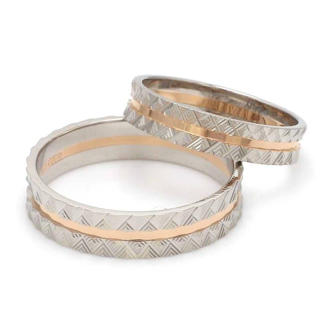 Jewelove™ Rings Designer Unisex Platinum & Rose Gold Couple Rings JL PT 1120