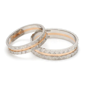 Jewelove™ Rings Both Designer Unisex Platinum & Rose Gold Couple Rings JL PT 1120