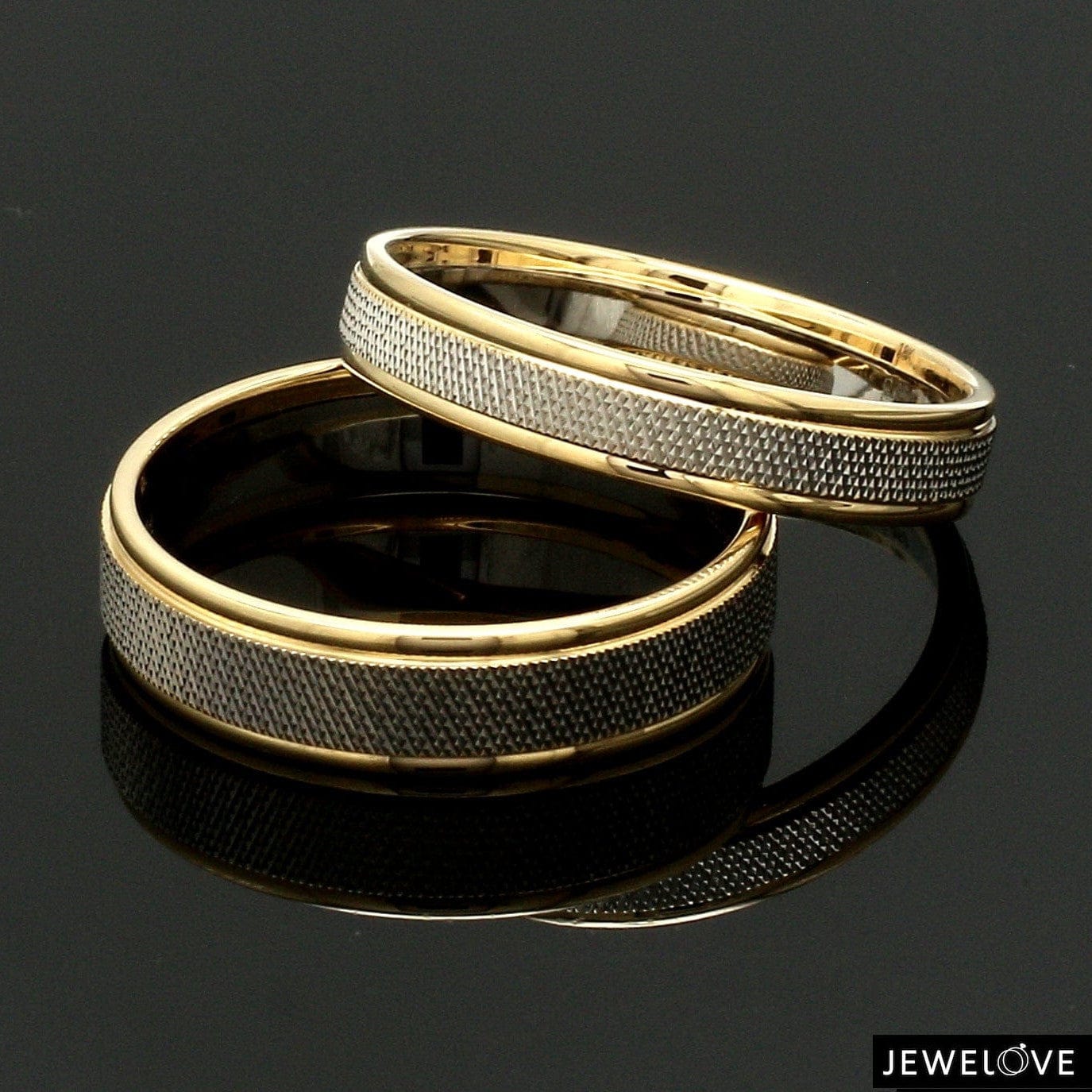 Jewelove™ Rings Designer Unisex Platinum & Yellow Gold Couple Rings JL PT 1121-A