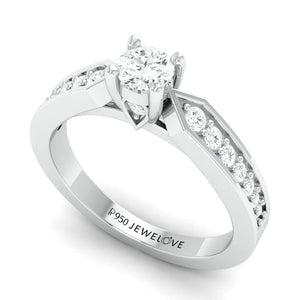 Jewelove™ Rings Diamond Accent Platinum Solitaire Mounting JL PT 672-M