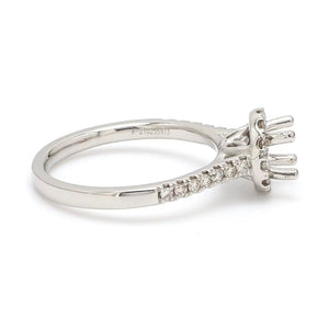 Jewelove™ Rings Diamond Halo & Shank Platinum Ring Mounting for Solitaire JL PT 671 - M