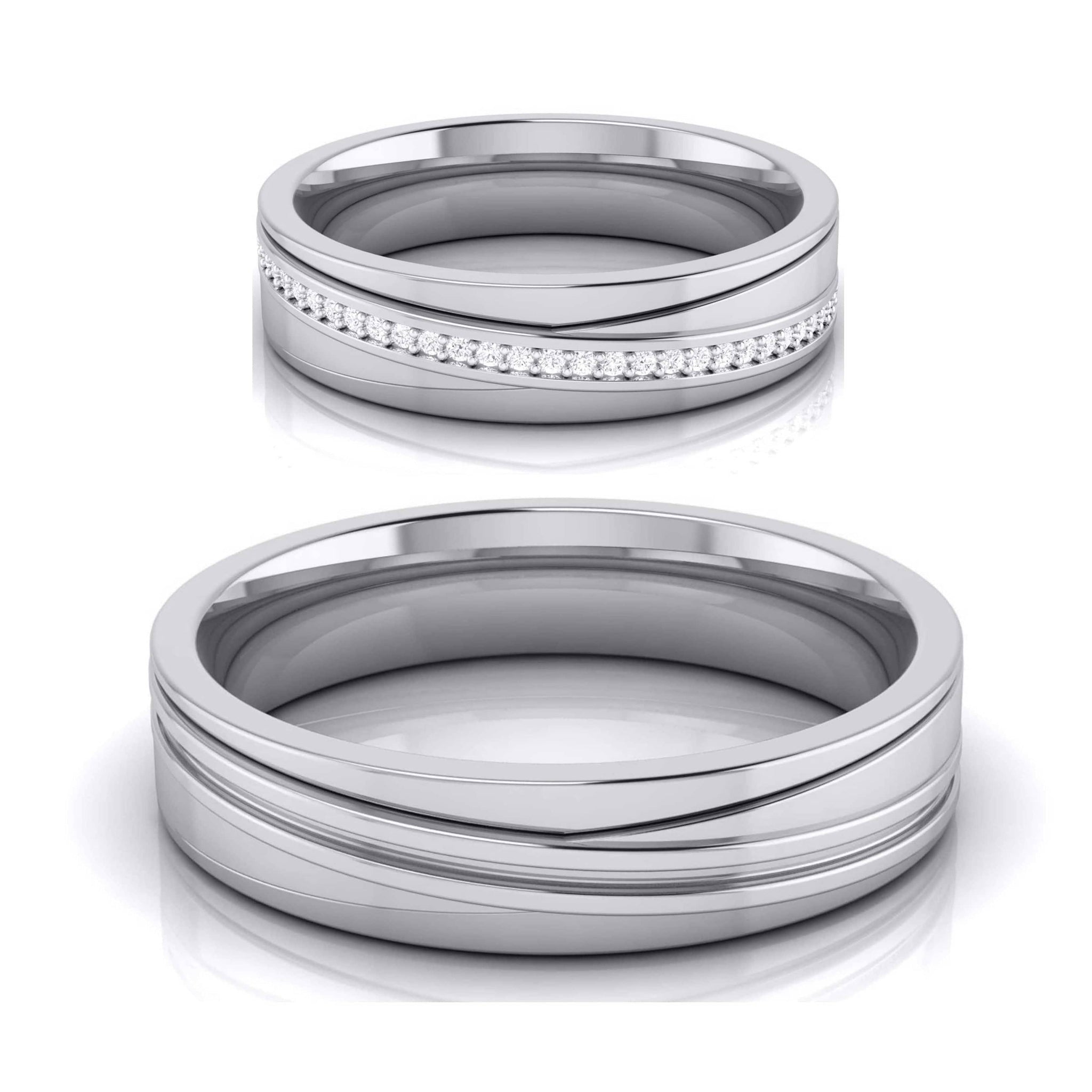 Jewelove™ Rings Both / SI IJ Diamond Platinum Love Bands JL PT R-8043