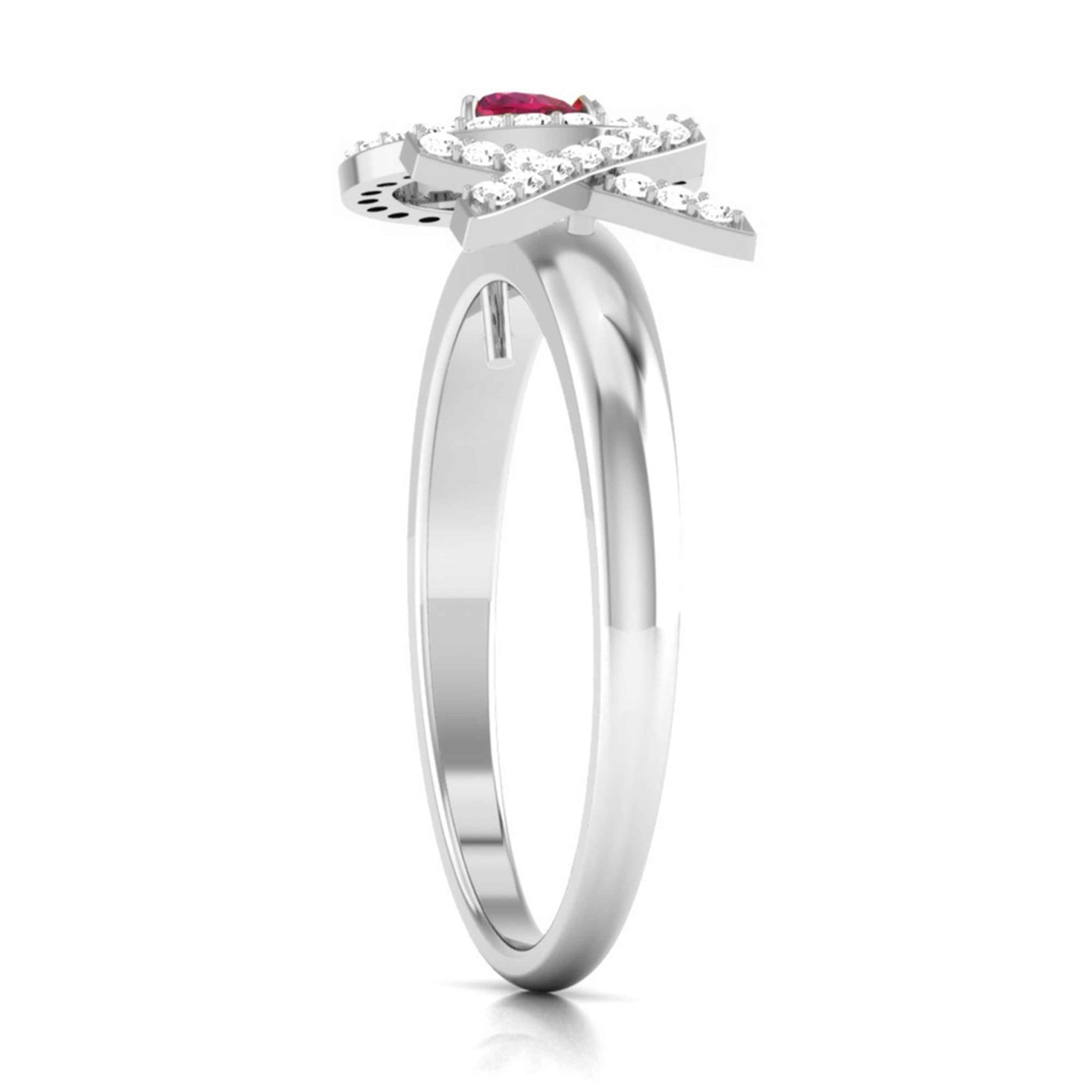 Jewelove™ Rings Double Heart Cut Ruby Platinum Diamond Ring for Women JL PT R8172