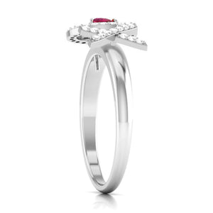 Jewelove™ Rings Double Heart Cut Ruby Platinum Diamond Ring for Women JL PT R8172