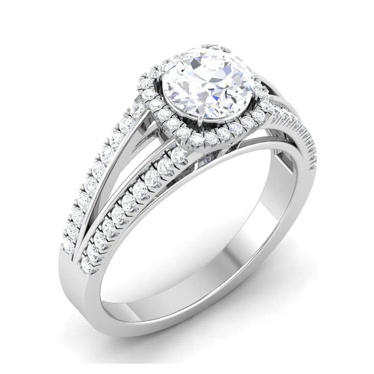 Jewelove™ Rings Women's Band only Double Shank with Diamonds - Platinum Solitaire Engagement Ring JL PT 513