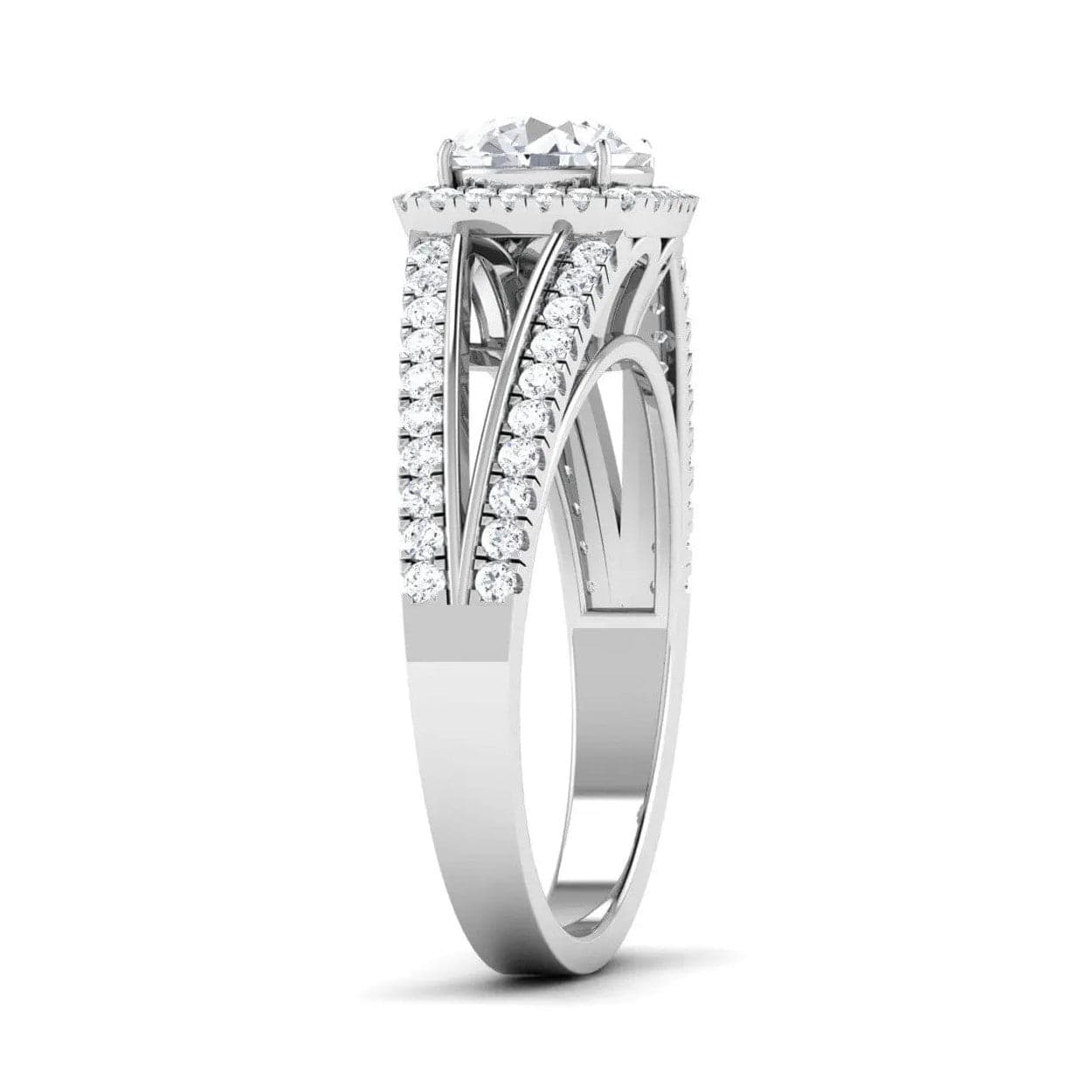 Jewelove™ Rings Women's Band only Double Shank with Diamonds - Platinum Solitaire Engagement Ring JL PT 513