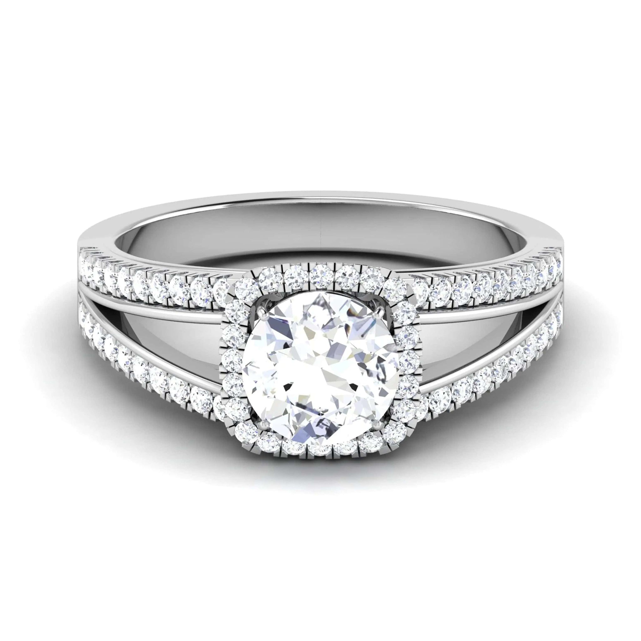 Jewelove™ Rings Women's Band only Double Shank with Diamonds - Platinum Solitaire Engagement Ring JL PT 513