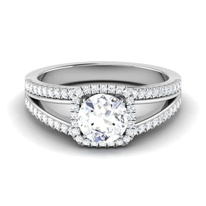 Jewelove™ Rings Women's Band only Double Shank with Diamonds - Platinum Solitaire Engagement Ring JL PT 513