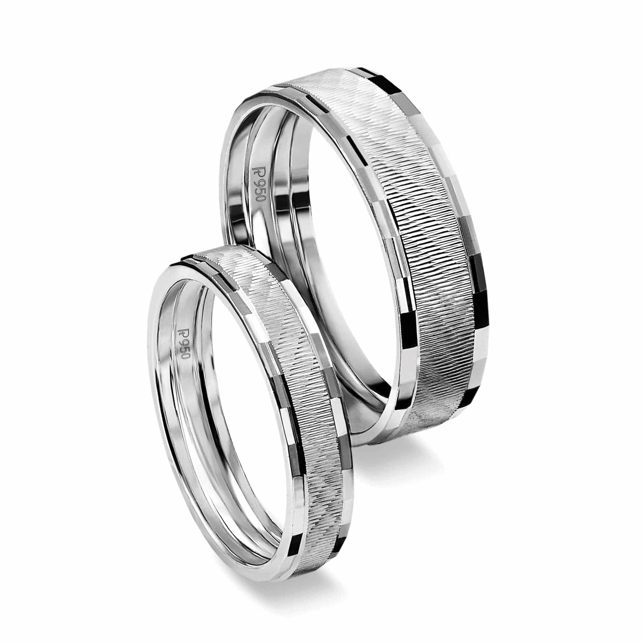 Jewelove™ Rings Both Dreamy Texture Plain Platinum Love Bands JL PT 592