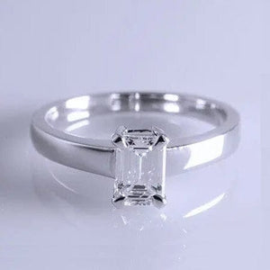 Jewelove™ Rings Platinum / Women's Band only E VVS1 Emerald Cut Diamond Solitaire Ring SJ R 2304