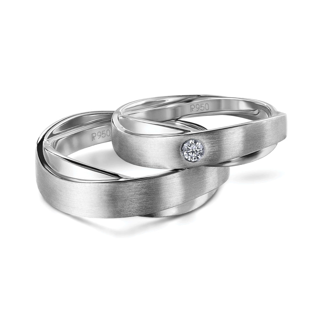 Jewelove™ Rings Earth & Moon Celestial Platinum Rings for Couple JL PT 596