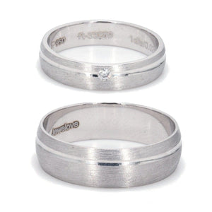 Jewelove™ Rings Elegant Platinum Couple Rings with Line Groove JL PT 567