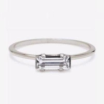 Jewelove™ Rings Women's Band only Emerald Cut Diamond Platinum Ring for Women JL PT 1139