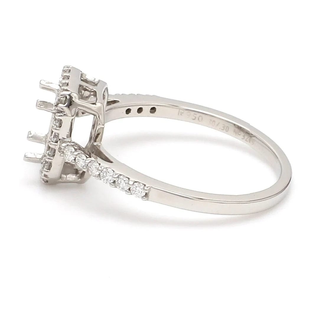 Jewelove™ Rings E VVS / Women's Band only Emerald Cut Solitaire Ring in Platinum Halo Setting JL PT 469