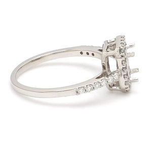 Jewelove™ Rings E VVS / Women's Band only Emerald Cut Solitaire Ring in Platinum Halo Setting JL PT 469