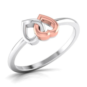 Jewelove™ Rings Women's Band only Entangled Heart Simple Platinum & Rose Gold Ring for Women JL PT 549