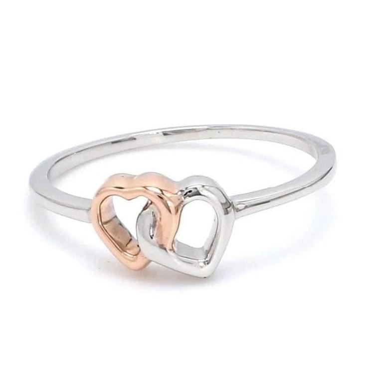 Jewelove™ Rings Women's Band only Entangled Heart Simple Platinum & Rose Gold Ring for Women JL PT 549