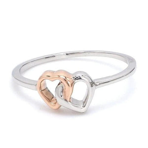 Jewelove™ Rings Women's Band only Entangled Heart Simple Platinum & Rose Gold Ring for Women JL PT 549