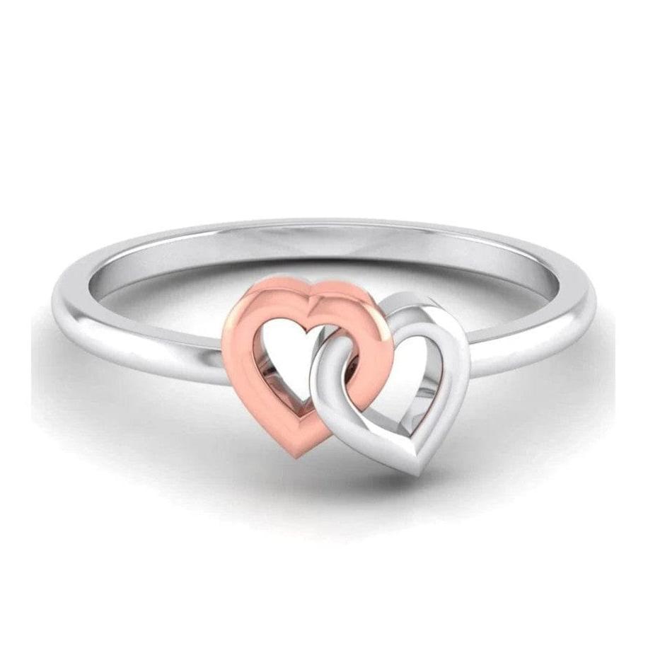 Jewelove™ Rings Women's Band only Entangled Heart Simple Platinum & Rose Gold Ring for Women JL PT 549