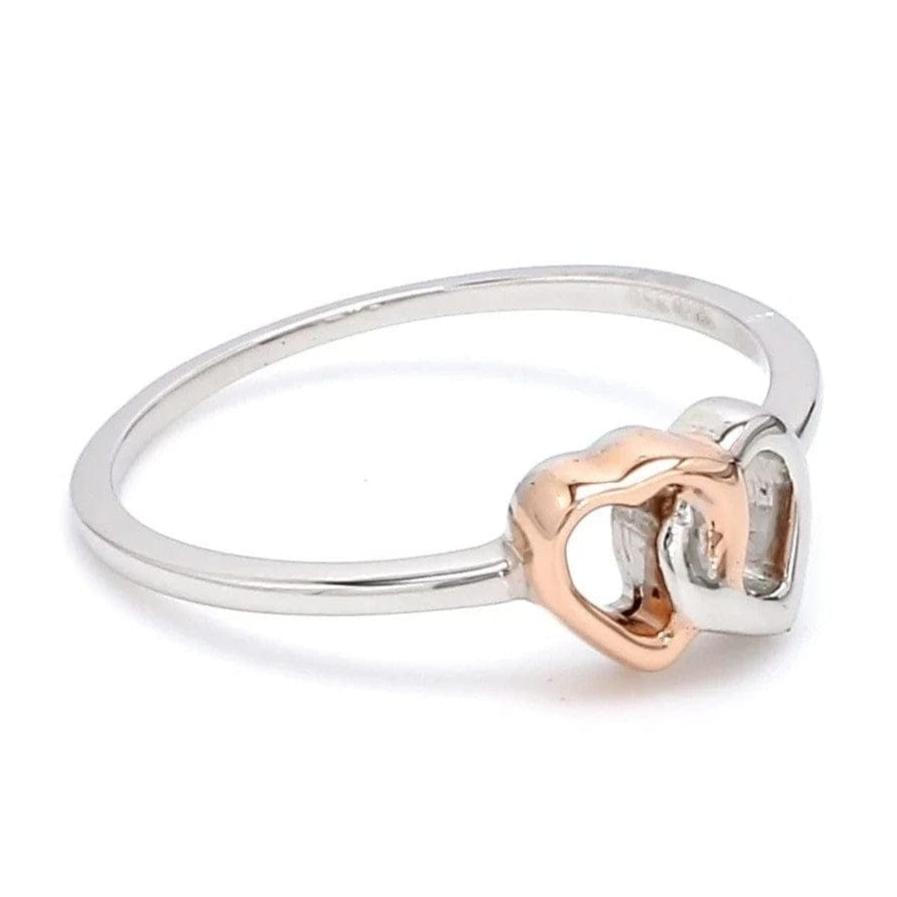 Jewelove™ Rings Women's Band only Entangled Heart Simple Platinum & Rose Gold Ring for Women JL PT 549