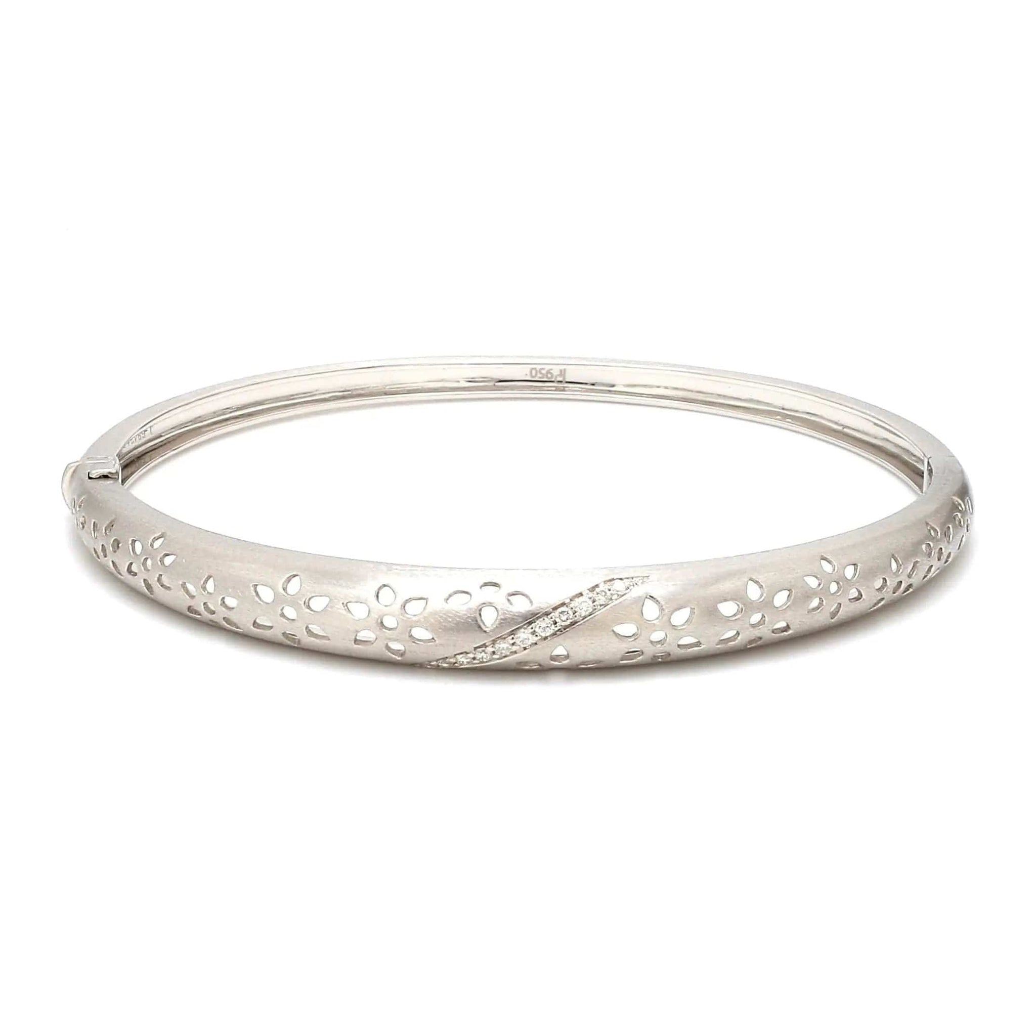 Jewelove™ Bangles & Bracelets Ethnic Platinum Bracelet with Laser Cutting & Diamonds SJ PTB 104