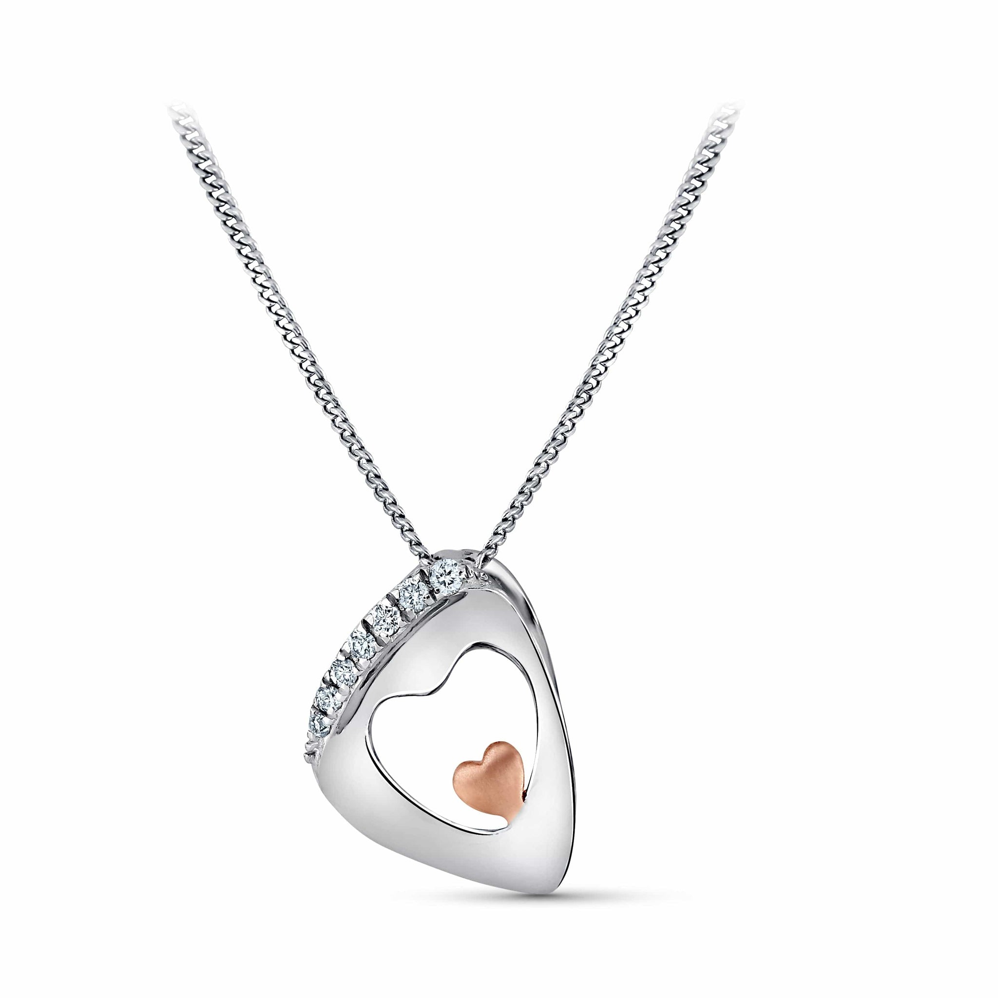 Jewelove™ Pendants Evara Platinum Diamonds Pendant with Rose Gold Heart JL PT P 323