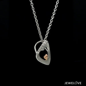 Jewelove™ Pendants Evara Platinum Diamonds Pendant with Rose Gold Heart JL PT P 323