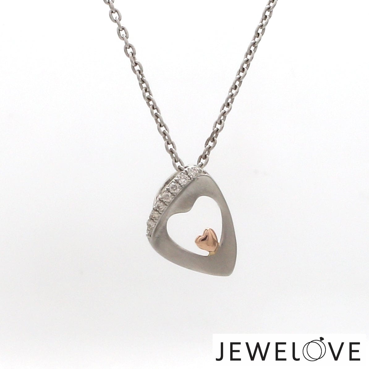 Jewelove™ Pendants Evara Platinum Diamonds Pendant with Rose Gold Heart JL PT P 323