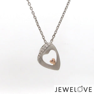 Jewelove™ Pendants Evara Platinum Diamonds Pendant with Rose Gold Heart JL PT P 323