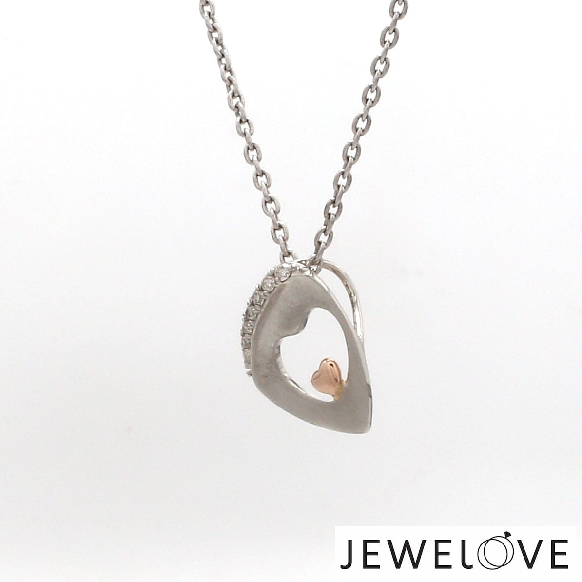 Jewelove™ Pendants Evara Platinum Diamonds Pendant with Rose Gold Heart JL PT P 323