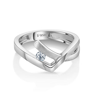 Jewelove™ Rings SI IJ Evara Platinum Ring with Single Diamond for Women JL PT 1041