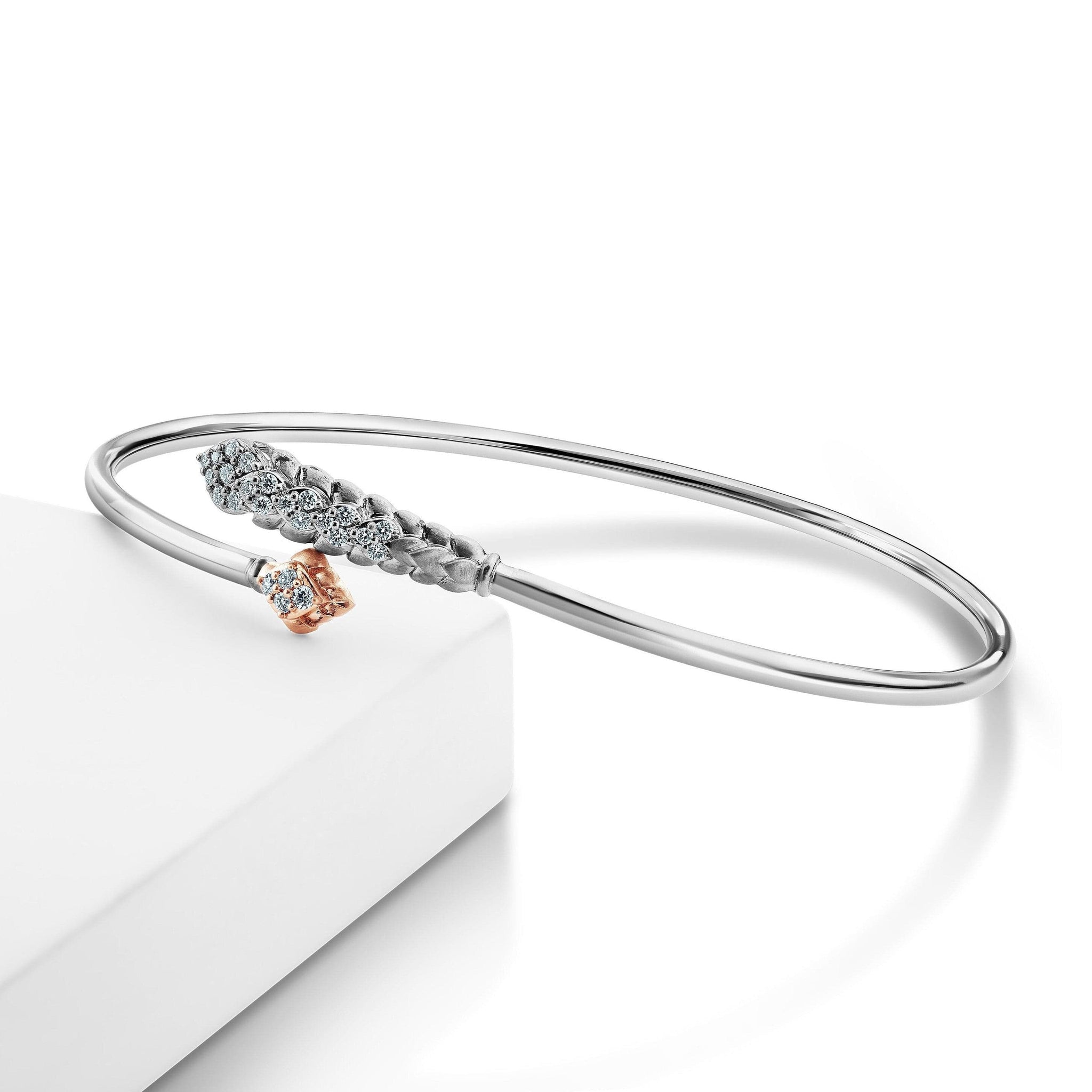 Jewelove™ Bangles & Bracelets Evara Platinum Rose Gold Diamond Bracelet for Women JL PTB 1268