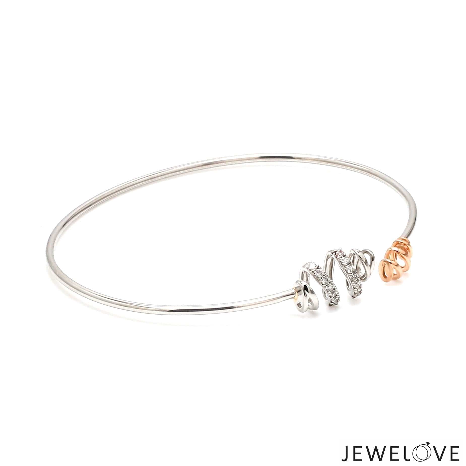 Jewelove™ Bangles & Bracelets Evara Platinum Rose Gold Diamond Bracelet for Women JL PTB 1286