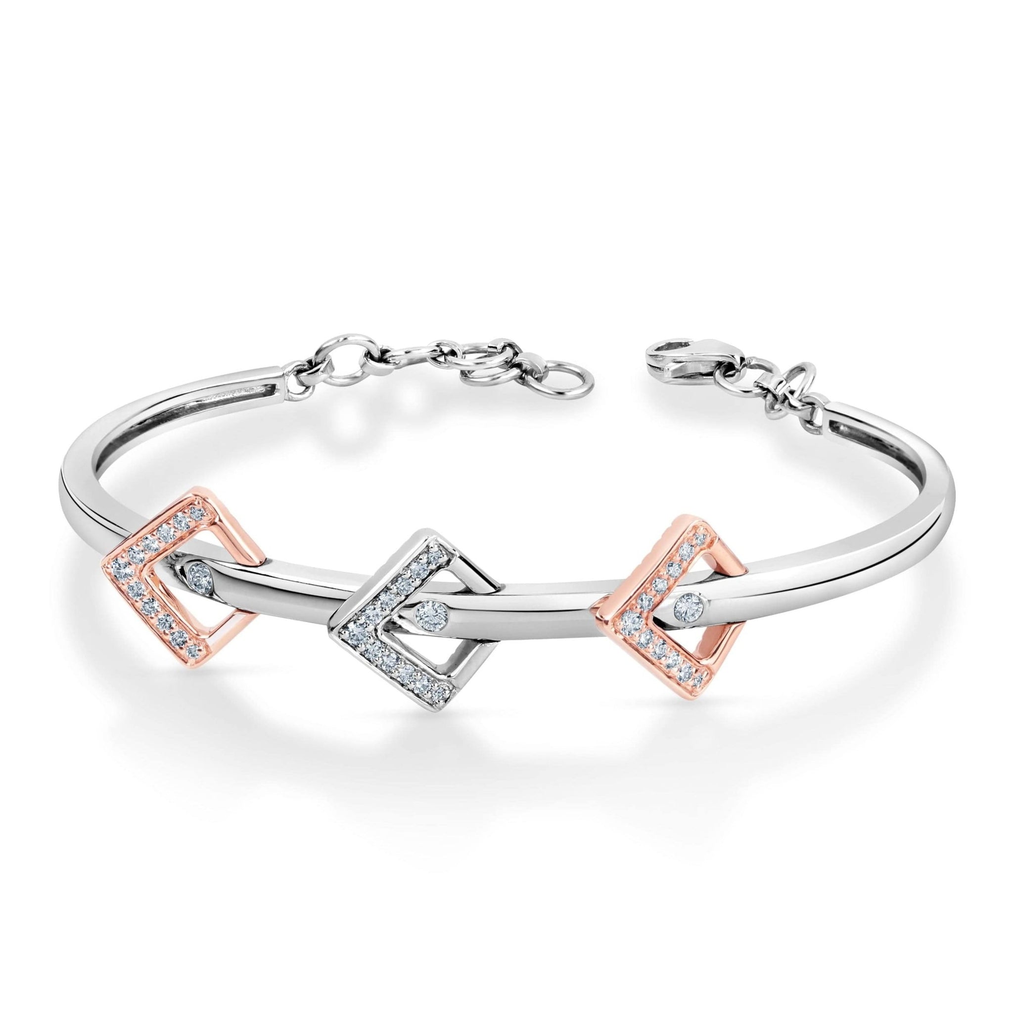 Jewelove™ Bangles & Bracelets Single / SI IJ Evara Platinum Rose Gold Diamond Bracelet for Women JL PTB 783