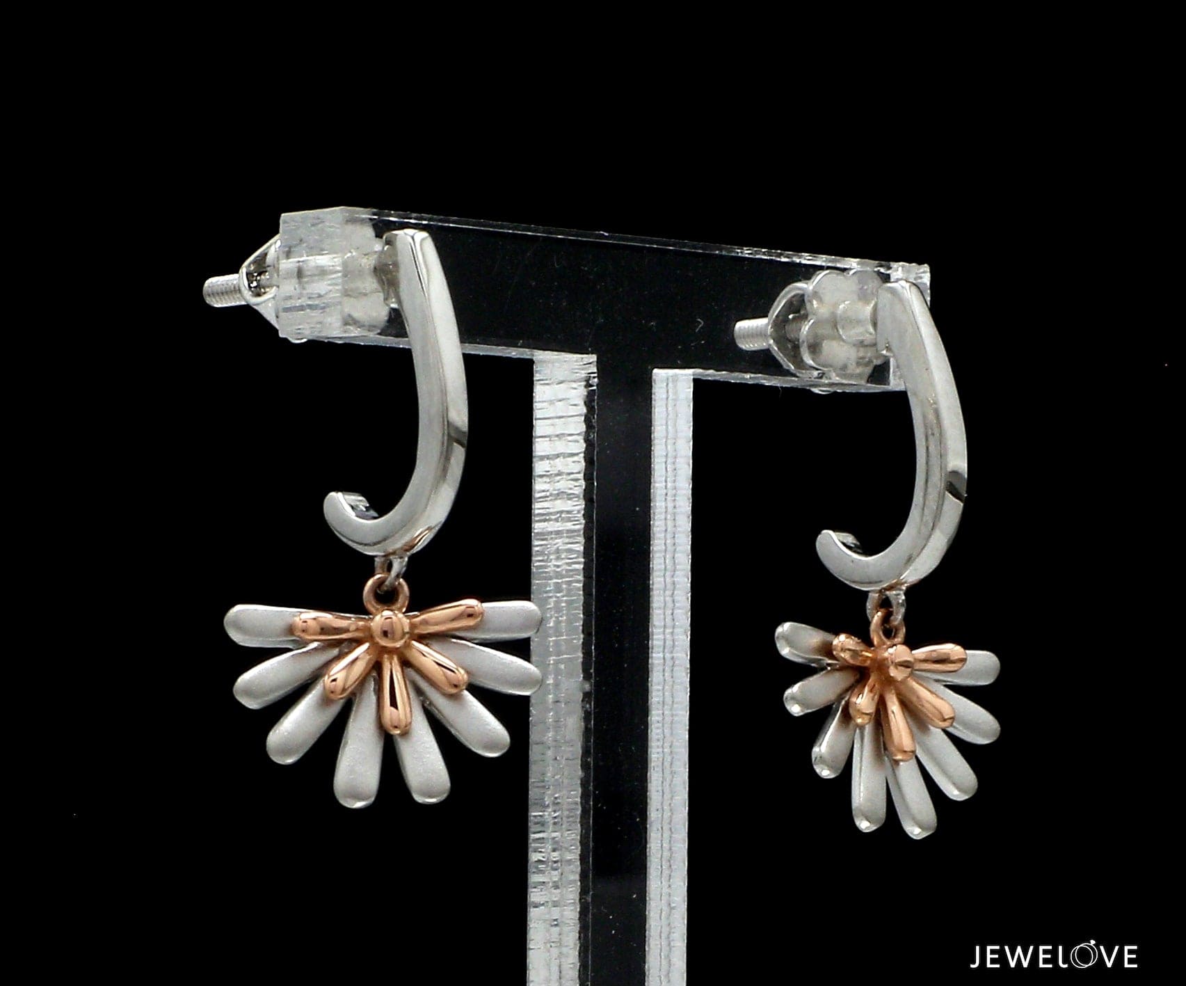 Jewelove™ Earrings Evara Platinum Rose Gold Diamond Cut Earrings for Women JL PT E 256