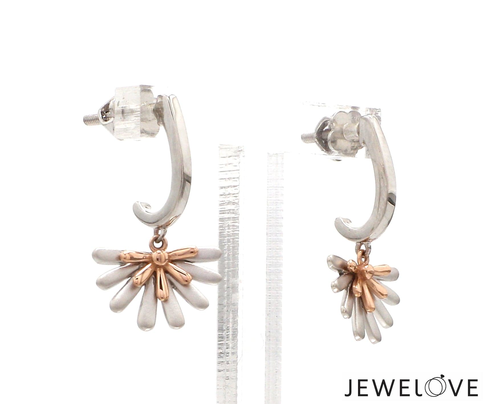 Jewelove™ Earrings Evara Platinum Rose Gold Diamond Cut Earrings for Women JL PT E 256