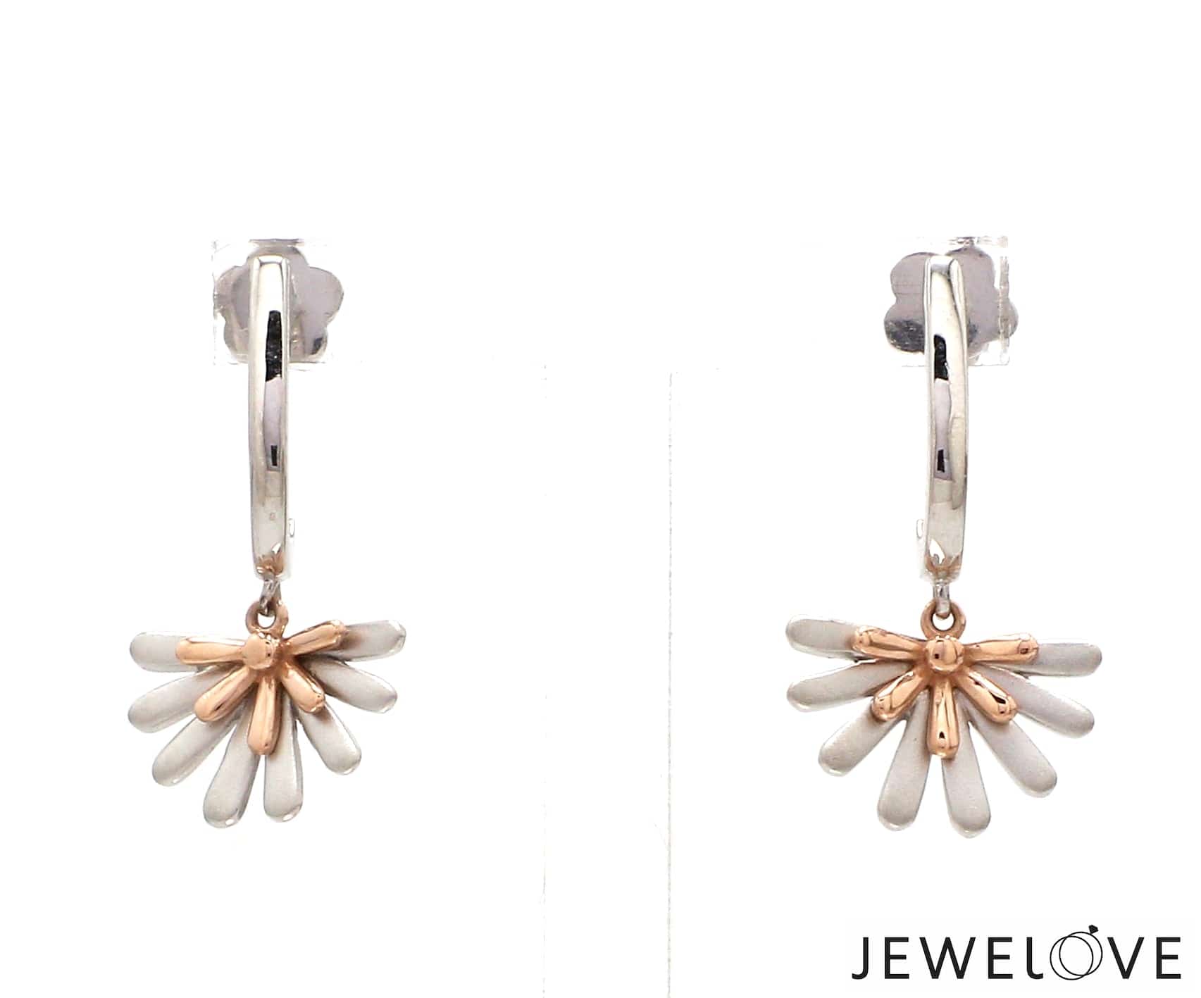 Jewelove™ Earrings Evara Platinum Rose Gold Diamond Cut Earrings for Women JL PT E 256