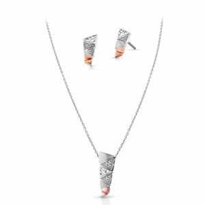 Jewelove™ Pendants & Earrings Evara Platinum Rose Gold Diamond Pendant Set for Women JL PT NE 329