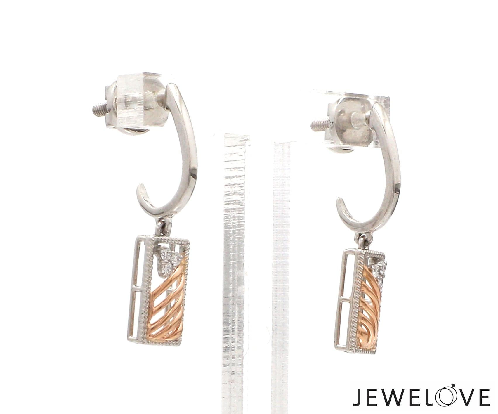 Jewelove™ Earrings Evara Platinum Rose Gold Diamonds Earrings for Women JL PT E 314