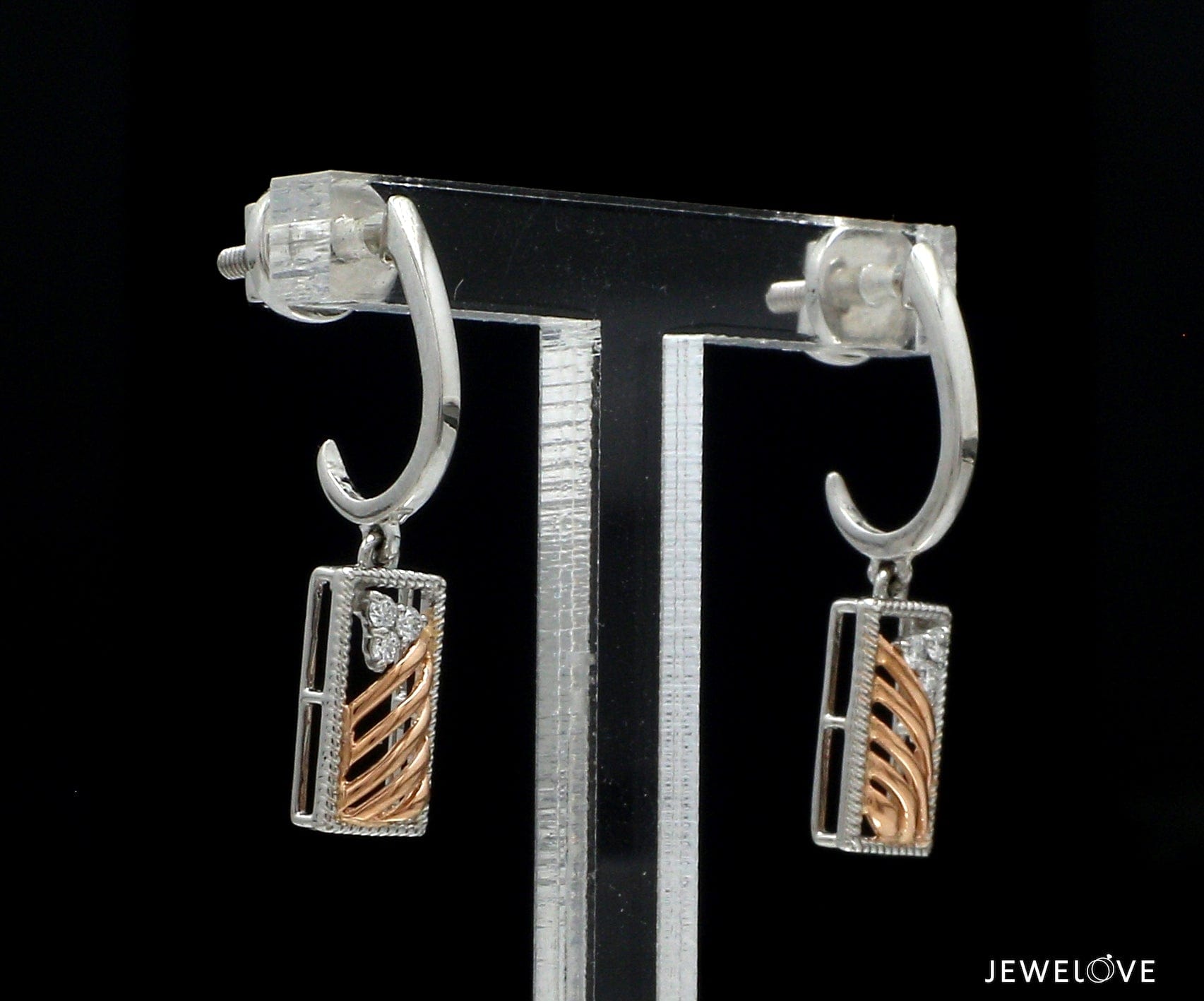 Jewelove™ Earrings Evara Platinum Rose Gold Diamonds Earrings for Women JL PT E 314