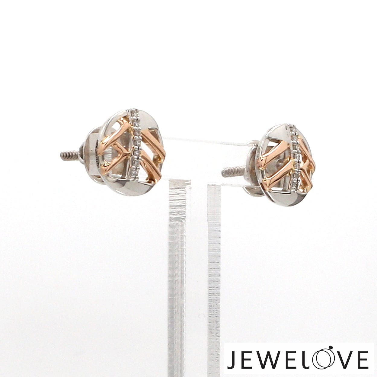 Jewelove™ Earrings Evara Sunrise Studs Platinum Rose Gold Diamonds Earrings for Women JL PT E 261