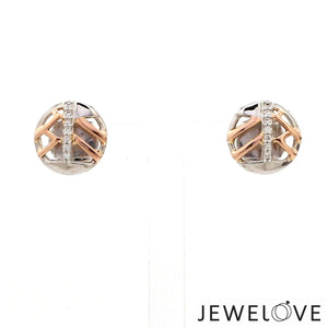 Jewelove™ Earrings Evara Sunrise Studs Platinum Rose Gold Diamonds Earrings for Women JL PT E 261