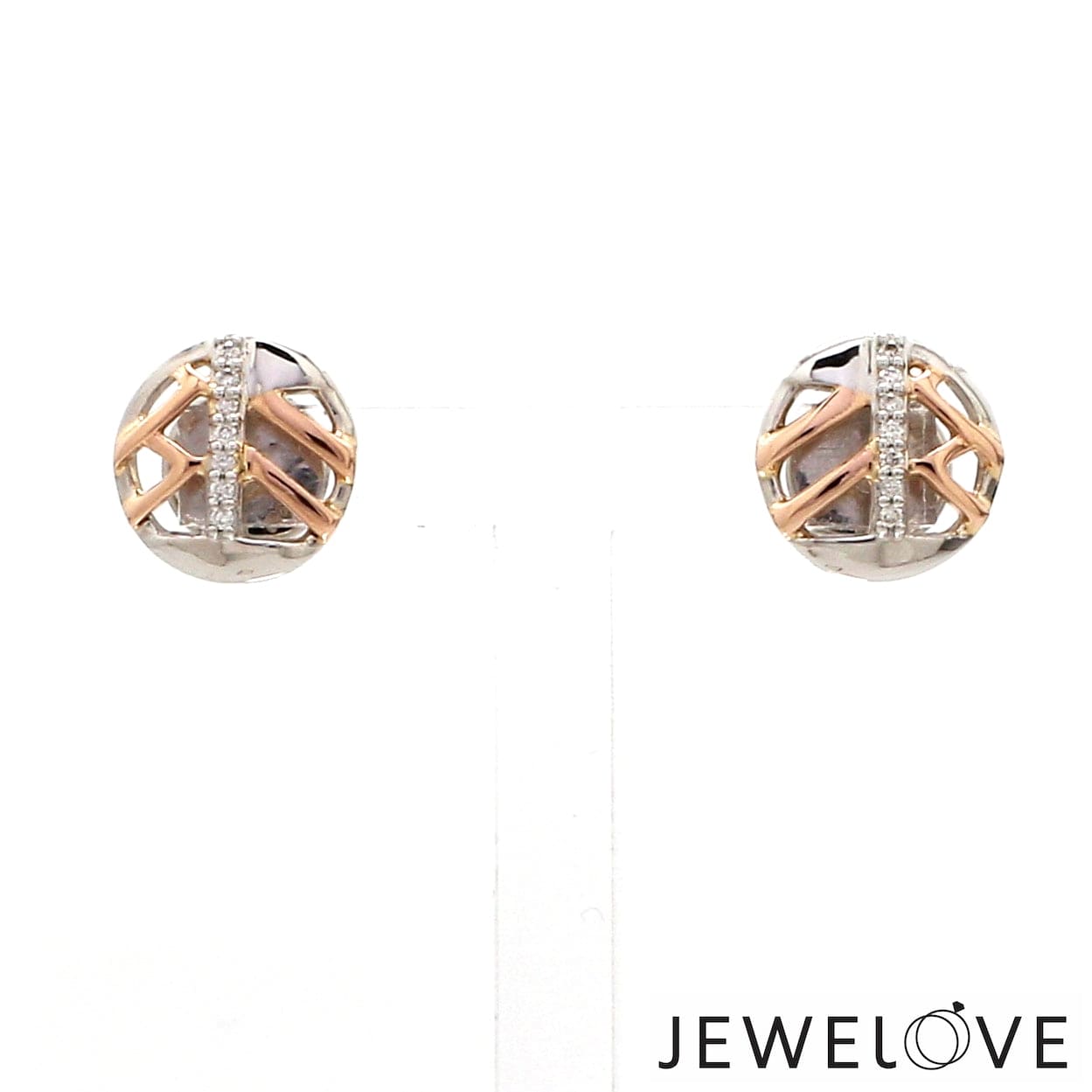 Jewelove™ Earrings Evara Sunrise Studs Platinum Rose Gold Diamonds Earrings for Women JL PT E 261