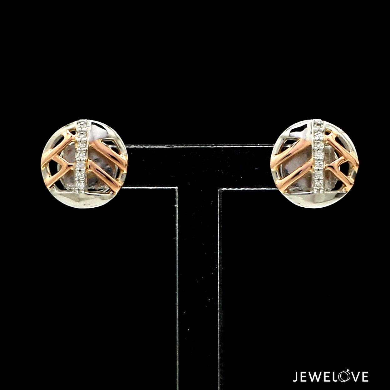 Jewelove™ Earrings Evara Sunrise Studs Platinum Rose Gold Diamonds Earrings for Women JL PT E 261