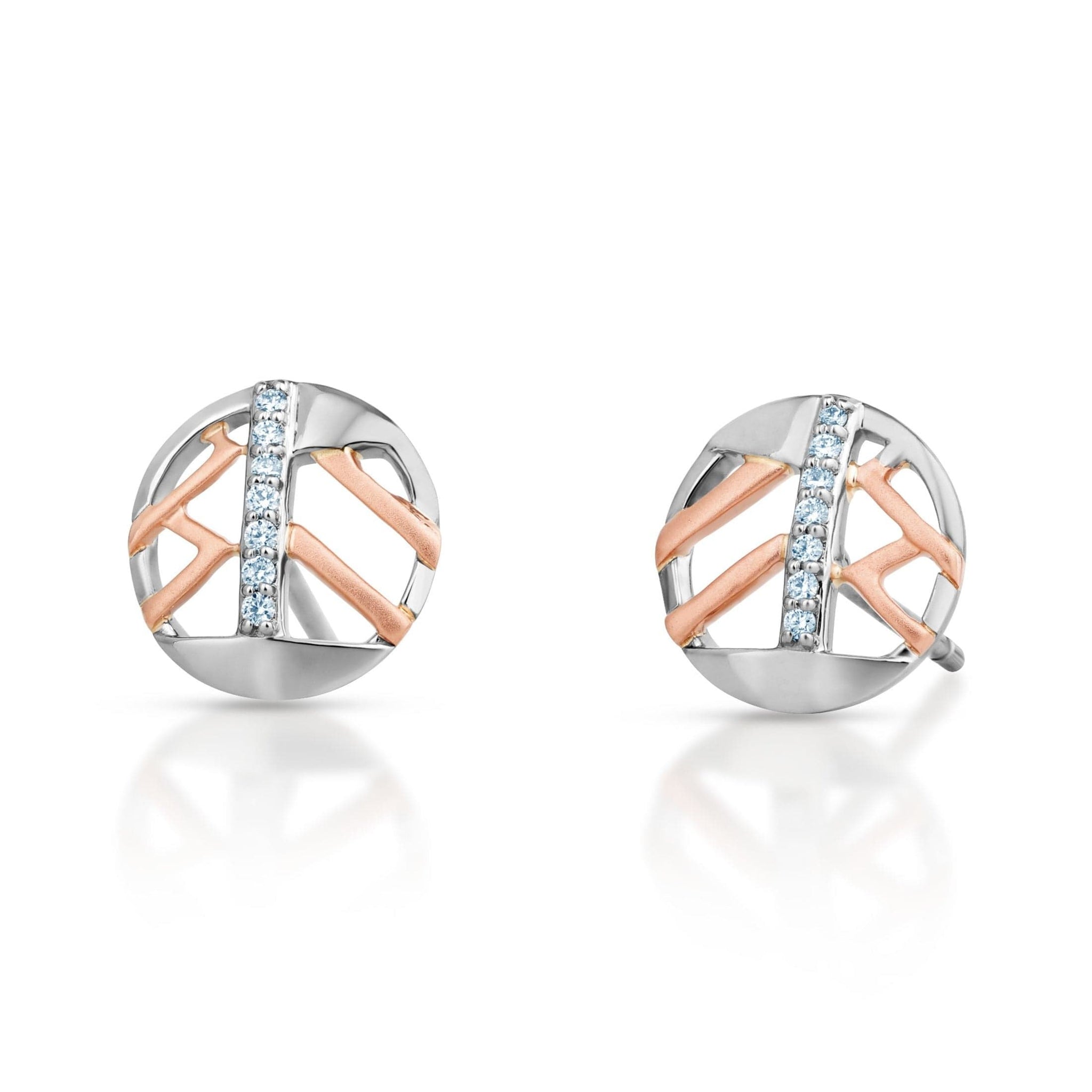 Jewelove™ Earrings SI IJ Evara Sunrise Studs Platinum Rose Gold Diamonds Earrings for Women JL PT E 261