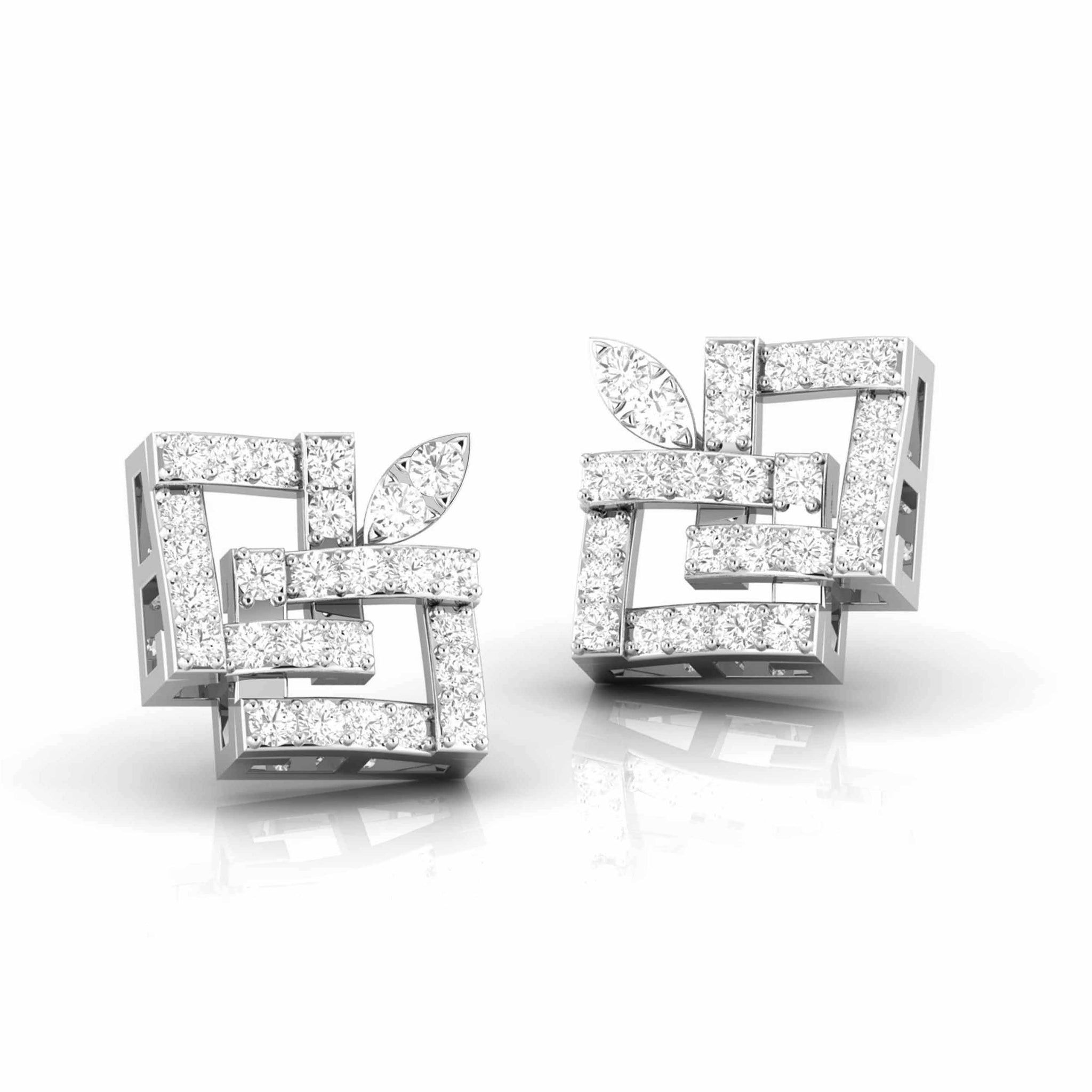 Jewelove™ Earrings Fashionable Platinum Diamond Earrings for Women JL PT E OLS 36