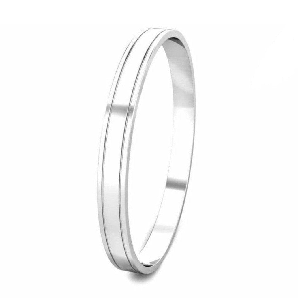 Jewelove™ Bangles & Bracelets Flat Top Platinum Kada with 2 Grooves for Men JL PTB 712